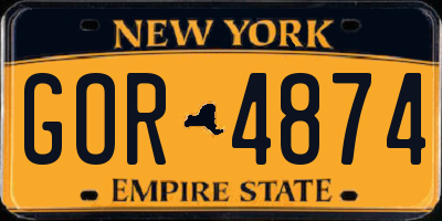 NY license plate GOR4874