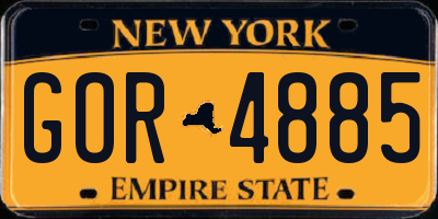 NY license plate GOR4885