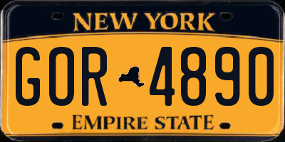 NY license plate GOR4890