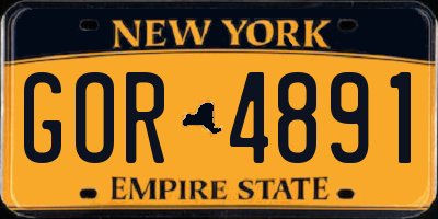 NY license plate GOR4891
