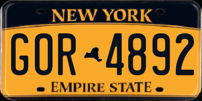 NY license plate GOR4892