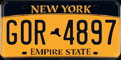 NY license plate GOR4897