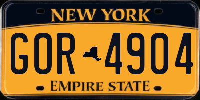 NY license plate GOR4904