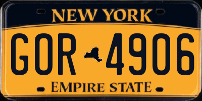 NY license plate GOR4906