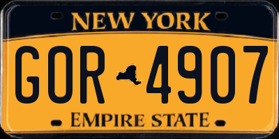 NY license plate GOR4907