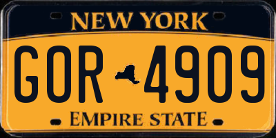 NY license plate GOR4909