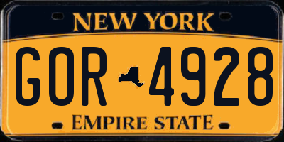 NY license plate GOR4928