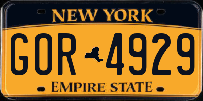 NY license plate GOR4929