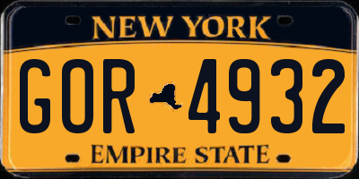 NY license plate GOR4932