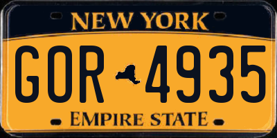 NY license plate GOR4935