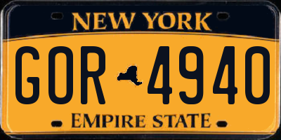 NY license plate GOR4940