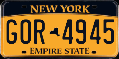 NY license plate GOR4945