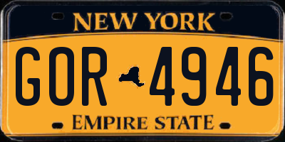 NY license plate GOR4946