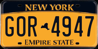 NY license plate GOR4947
