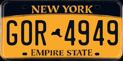 NY license plate GOR4949