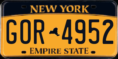 NY license plate GOR4952