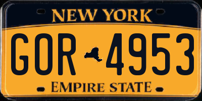 NY license plate GOR4953