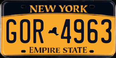NY license plate GOR4963