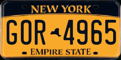 NY license plate GOR4965