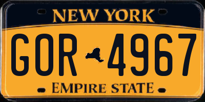 NY license plate GOR4967