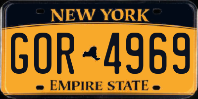 NY license plate GOR4969