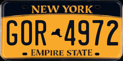 NY license plate GOR4972