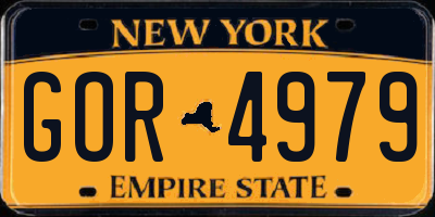 NY license plate GOR4979