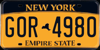 NY license plate GOR4980