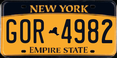 NY license plate GOR4982