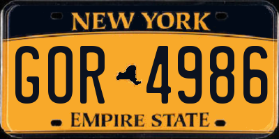 NY license plate GOR4986