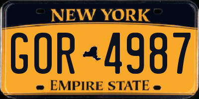 NY license plate GOR4987