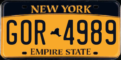 NY license plate GOR4989