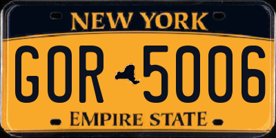 NY license plate GOR5006