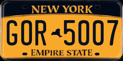 NY license plate GOR5007