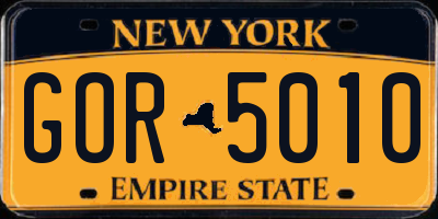 NY license plate GOR5010