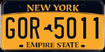 NY license plate GOR5011