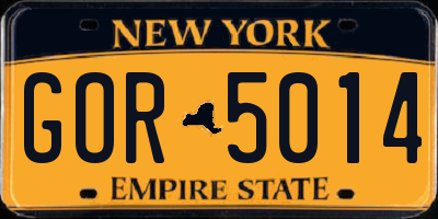 NY license plate GOR5014