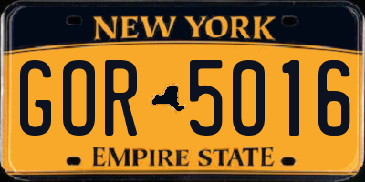 NY license plate GOR5016