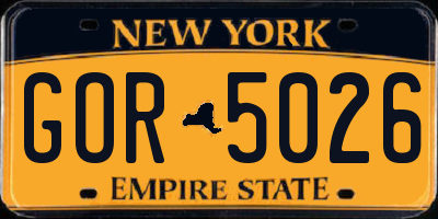NY license plate GOR5026