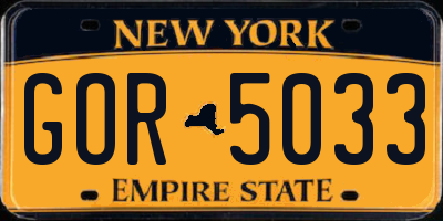 NY license plate GOR5033