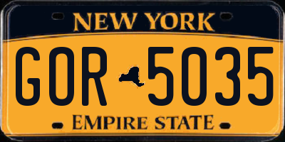 NY license plate GOR5035