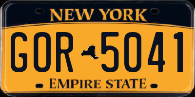 NY license plate GOR5041