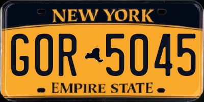 NY license plate GOR5045