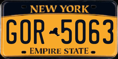 NY license plate GOR5063