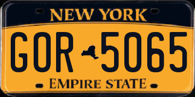 NY license plate GOR5065