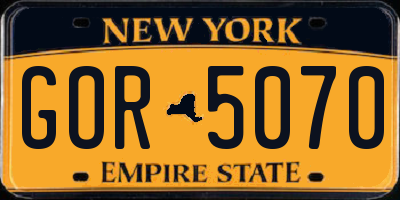 NY license plate GOR5070