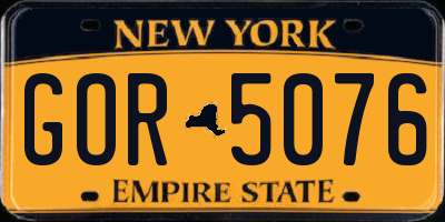 NY license plate GOR5076