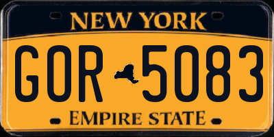 NY license plate GOR5083