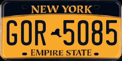 NY license plate GOR5085