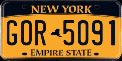 NY license plate GOR5091